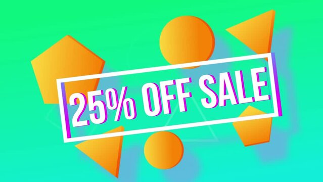 Discount 25% sale percent off neon light in speech bubble modern frame border animation motion graphics on black background. Discount black Friday offer price sign symbol business Video