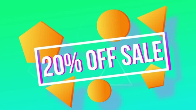 Discount 20% sale percent off neon light in speech bubble modern frame border animation motion graphics on black background. Discount black Friday offer price sign symbol business Video