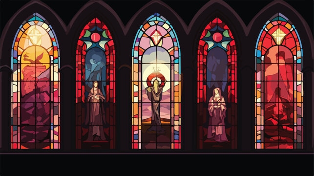 Vector image of stained glass with a religious imag