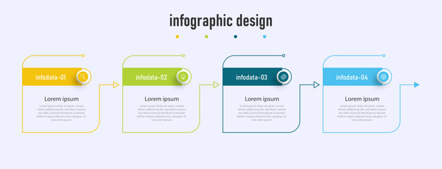 Design infographic template, timeline with 4 steps or option, can be used for workflow diagram, info chart, web design. vector illustration.