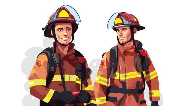 Vector image set of 2 images of firefighters with w