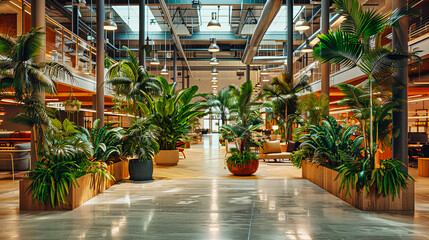 Modern Shopping Mall Interior with Bright Spaces and Stylish Architecture, Urban Retail Environment