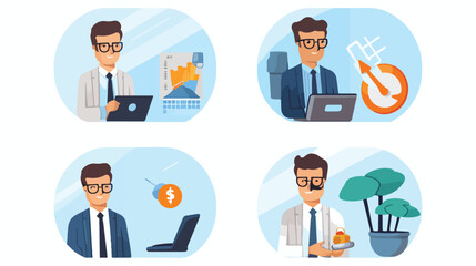 Vector image set of 4 business icons with white background