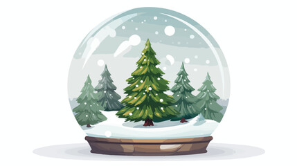 Vector image snowball with tree inside christmas de