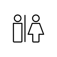 Toilet icon vector isolated on white background. Toilet sign. Man and woman restroom sign vector. Male and female icon