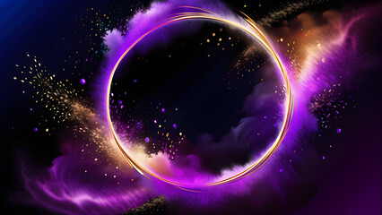 Obraz premium Explosive Purple Circle on Black Cosmic Background, Dynamic Purple Burst in Deep Space, Radiant Purple Explosion Against Black Universe, Vibrant Purple Burst Amidst Galactic Darkness(Generative AI)