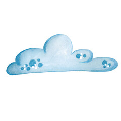 Blue clouds on a white background. Blank for postcards, appliqués, stickers, journaling and scrapbooking. Illustration drawn in children's style by hand. For cards, posters. White background, set
