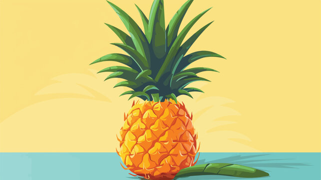 Vector image tropical pineapple illustration 2d flat