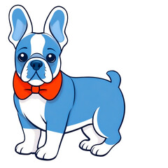 French bulldog puppy with bow illustration