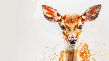 Painting funny deer for kids ON WHITE BACKGROUND