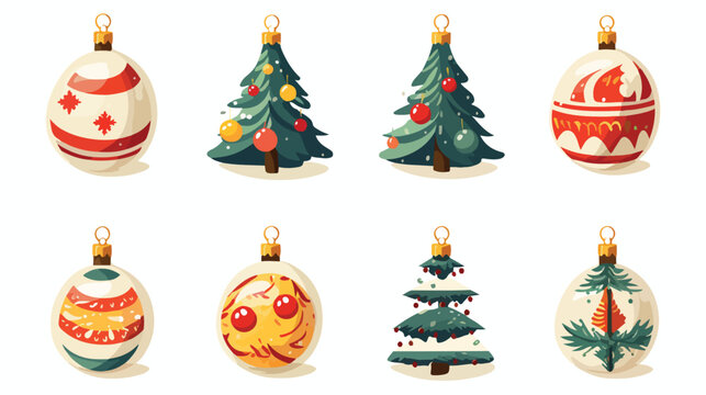 Vector pictures christmas decoration icon with whit