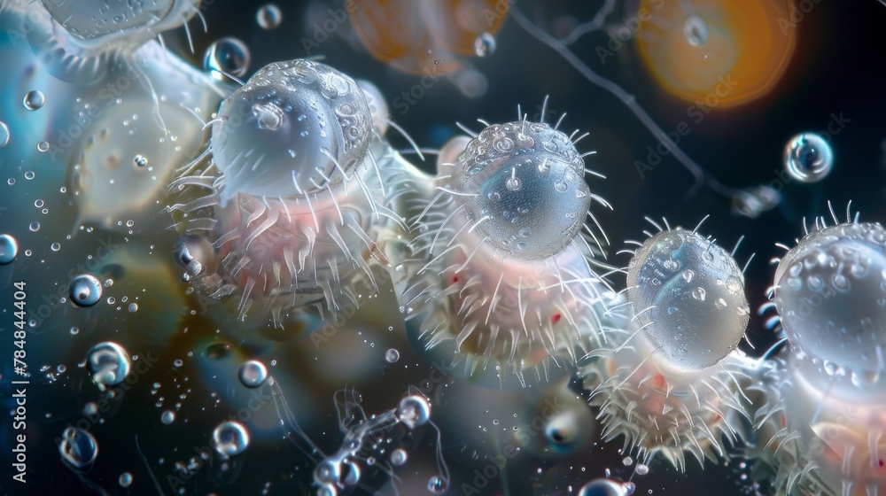 Poster the resilient life of tardigrades is evident in this microscopic image of multiple specimens coexist