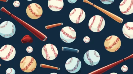 Foto op Plexiglas Vector seamless pattern with baseball bats ball hel © Mishi