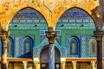 Mosaics Arches Dome of the Rock Islamic Temple Mount Jerusalem Israel - 784844693