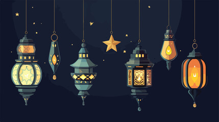 Vector set ramadan lamps variants simple vector des