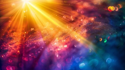 Fototapeta premium Solar Radiance Spectrum of Iridescent Beams Over Dark