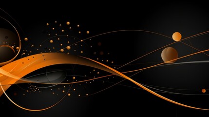 orange and black abstract wallpaper with circles, in the style of dark gray and dark black, desertwave