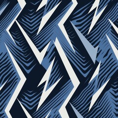 blue gray lightning bolt design, in the style of illusory wallpaper portraits, bold, cartoonish lines, dark blue and dark gray, silkscreening, zigzags