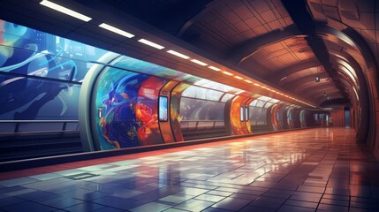 Modern futuristics subway station - obrazy, fototapety, plakaty