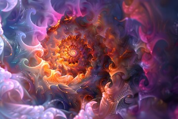 Surreal fractal art with a whirlpool of pastel colors, evoking a dream-like state, perfect for inspiring designs and ethereal backgrounds.

