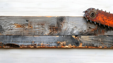 Rusty Whispers: A Close-Up Exploration of Weathered Wood - obrazy, fototapety, plakaty
