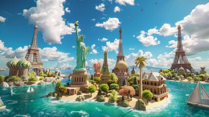 Immerse in virtual reality to explore iconic world landmarks, offering a travel experience without...