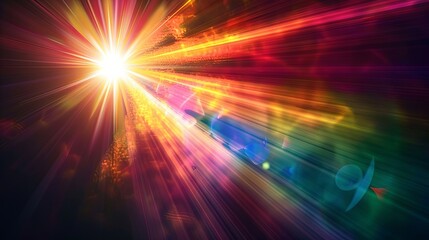 Obraz premium Solar Radiance Spectrum of Iridescent Beams Over Dark