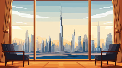 View from Dubai Frame top 2d flat cartoon vactor illustration