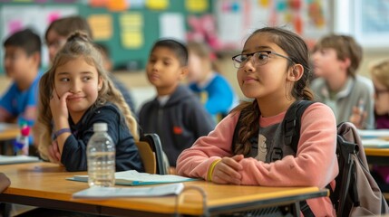 A classroom scene with students of diverse ethnicities and abilities engaged in learning, highlighting the importance of inclusive education.