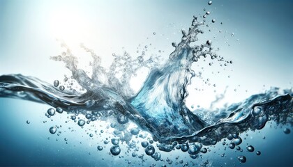 water in motion, capturing the swirling and splashing of clear, pure water.