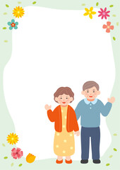 Old couple border background illustration