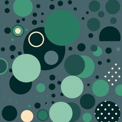 green and gray pattern with circles and circles, in the style of comic strip imagery, paper cut-outs, isometric, woven perforated