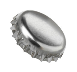 One silver beer bottle cap isolated on white