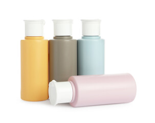 Cosmetic travel kit isolated on white. Bath accessories