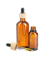 Glass bottles and pipette with tincture isolated on white