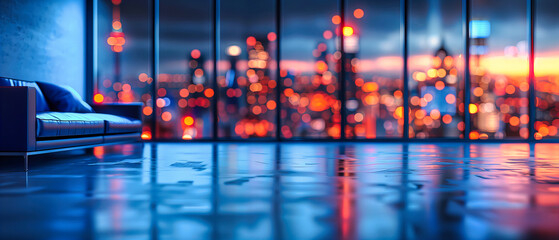Vibrant City Night Scene with Colorful Bokeh Lights, Reflecting Urban Life and Nighttime Activity