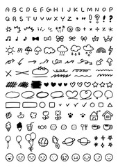 Various doodle and drawing line illustrations