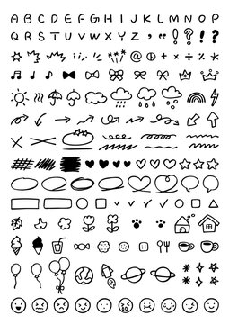 Various doodle and drawing line illustrations