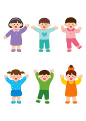 Children in various movements illustration