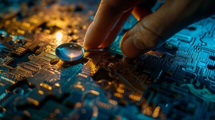 Naklejka premium With intense focus and precision the data detective pieces together data points like a jigsaw puzzle unraveling complex data sets and revealing important findings in a digital world. .