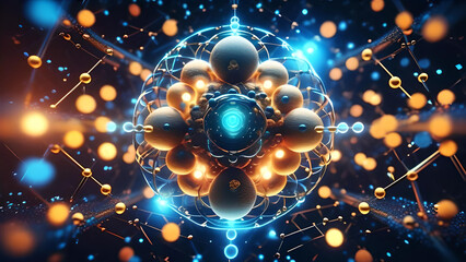 Quantum physics concept of atoms interactions. Generative Ai - 784861023