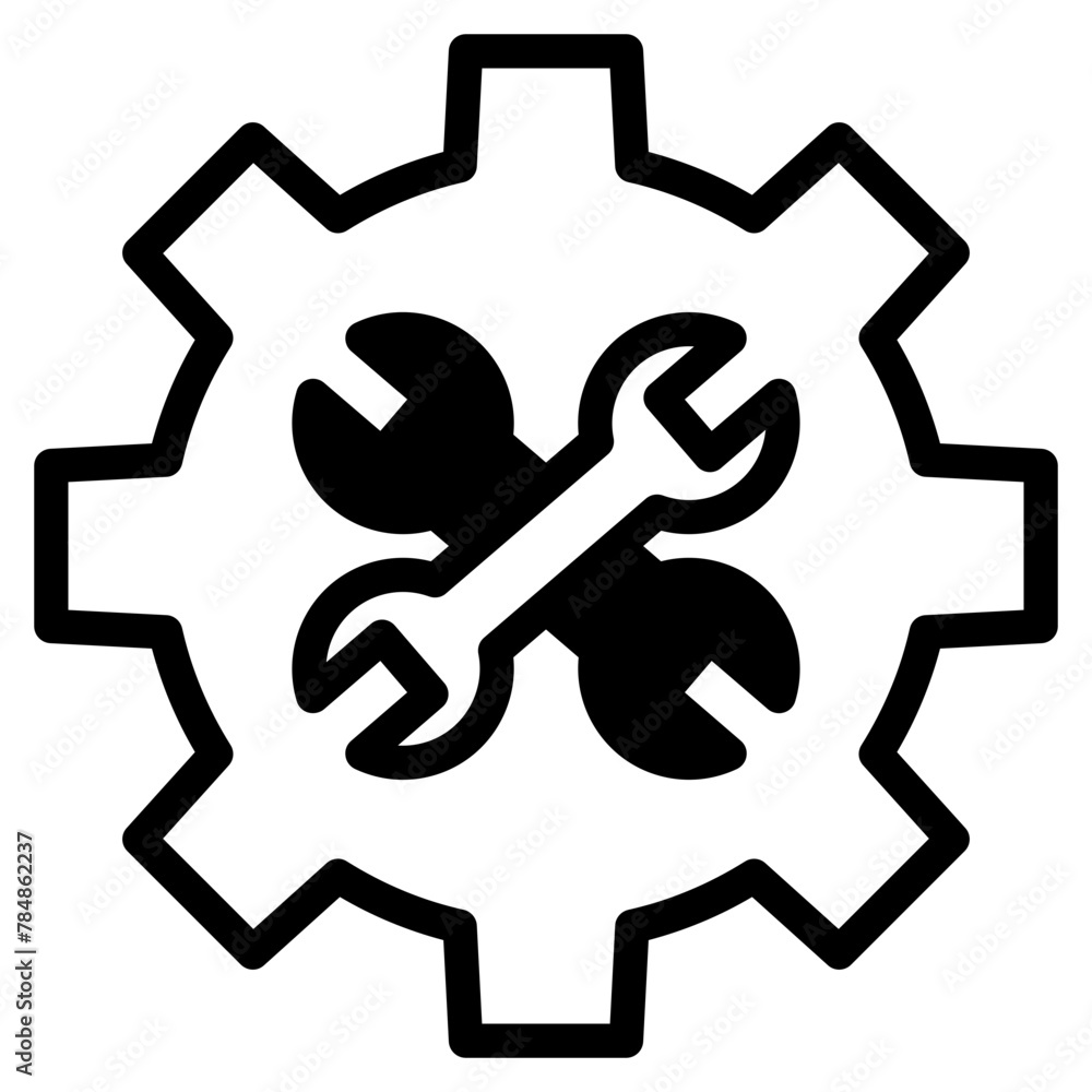 Sticker wrench with gear icon