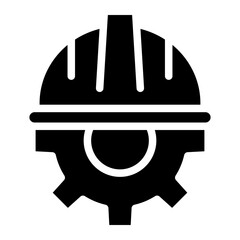 Helmet Construction with Gear Vector icon