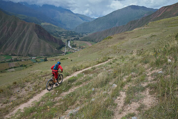 Fototapeta na wymiar The Sacred Valley of Peru is not only a treasure trove of historical and cultural wonders but also a paradise for outdoor enthusiasts, including mountain bikers.