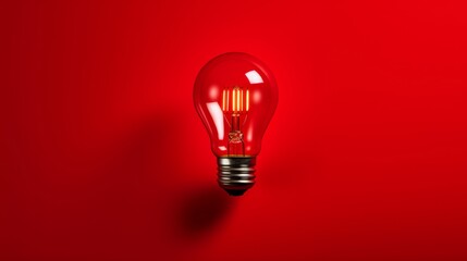 A light bulb in the picture against a red background - Powered by Adobe