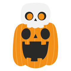 Pumpkin with skull halloween