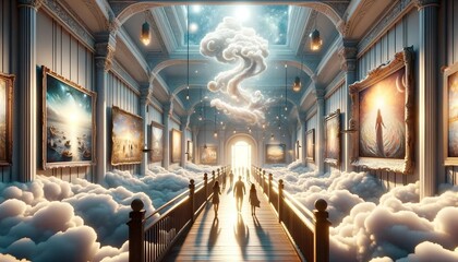 Mystical Art Gallery in the Sky - Realm of Dreamscapes Generative AI - obrazy, fototapety, plakaty