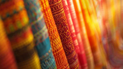 Fotobehang A blur of vibrant colors and patterns creates a mesmerizing backdrop for Linking Cultures representing the rich and diverse tapestry of traditions and customs that unite us. . © Justlight