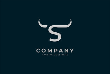 Initial S horn Logo, minimalist letter S with horn design logo, vector illustration