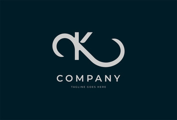 Fototapeta premium Initial K Infinity Logo, minimalist letter K with Infinity icon combination, vector illustration